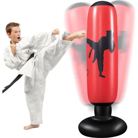 Sac de Boxe Gonflable Debout 160 cm pour Enfants - Équipement d'Entraînement pour Boxe, Karaté, Kickboxing - Cadeau pour Garçons et Filles (1/5)