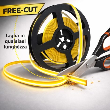 STRISCIA LED COB 480 24V 9W/M  3000K IP20 TAGLIO LIBERO 5M                                               - Luce CALDA