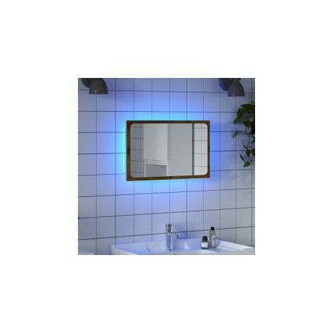 Miroir de salle de bain avec lumière LED chêne artisanal (1/5)