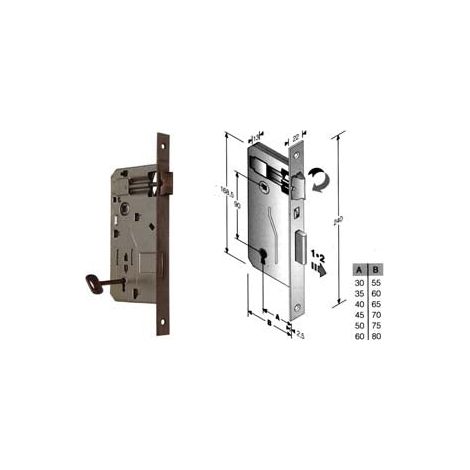 Serratura a bussola da infilare bordo quadro bronzato - bonaiti - Bordo: Acciaio Bronzato - Misure: mm 45