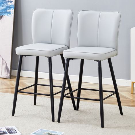Silla alta tapizada ergonómica en gris claro OKMYHOME (1/5)