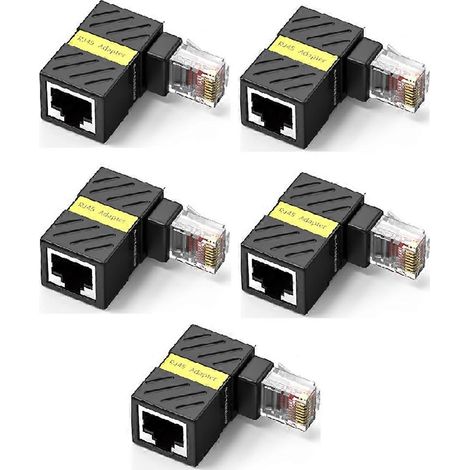 Adaptateur réseau RJ45 rotatif à 360° coudé à 90° Gigabit universel mâle vers femelle (1/5)
