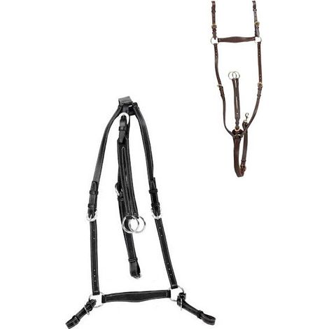 Noir - Martingale de cheval en cuir souple et bordée de surpiqûres blanches (1/2)