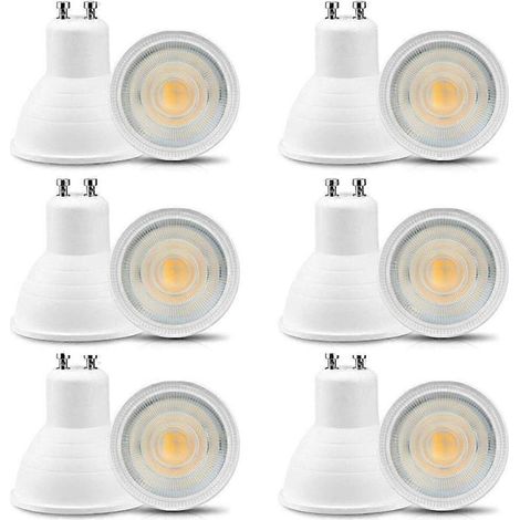 Lot de 12 ampoules LED GU10 6 W 220-240 V, blanc chaud 3000 K, 600 lm, remplace les ampoules halogènes 50-60 W, non dimmables, faisceau concentré, angle de diffusion de 30° [Ener (1/4)