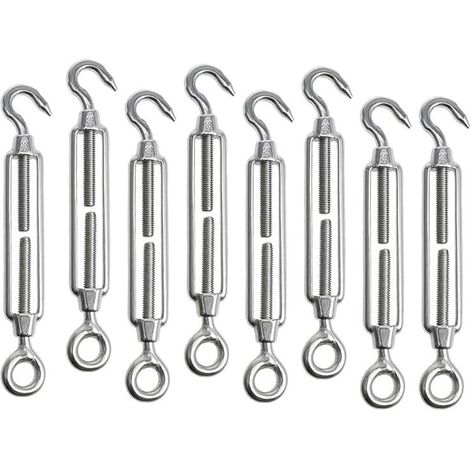 8-teiliger M5-Kabelspanner, verstellbarer Edelstahl, Haken- und Ösenspanner, Drahtspanner aus Edelstahl 304 für Seile, Kabel, Wäscheleinen, Gartenzäune (1/5)