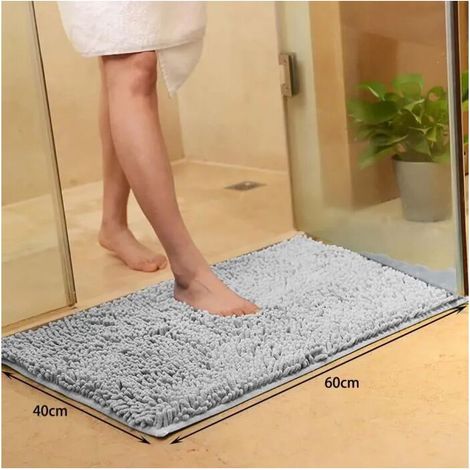 Tapis de salle de Bain Absorbant et Antidérapant 40 x 60cm Gris (1/3)