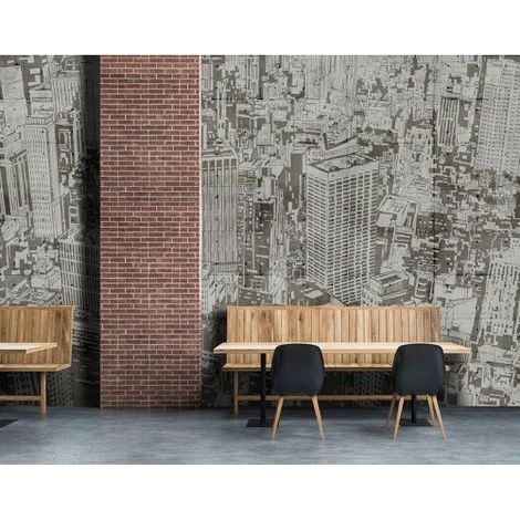 Papier peint panoramique noir et blanc restaurant Tapisserie panoramique urbain tendance chambre ado Papier peint panoramique design gratte ciel (1/3)