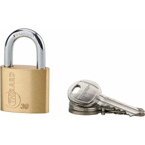 THIRARD - Cadenas à clé Type 1, laiton, intérieur, anse acier, 30mm, 3 clés - THIRARD (1/2)