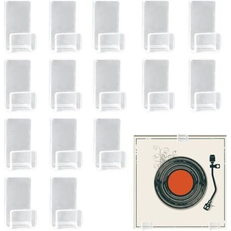 Support Mural Vinyle 15 Pcs Accroche Vinyle Mural Acrylique Porte Vinyle Mural Etagere Transparente Rangements pour CD et DVD, Transparentes (1/5)