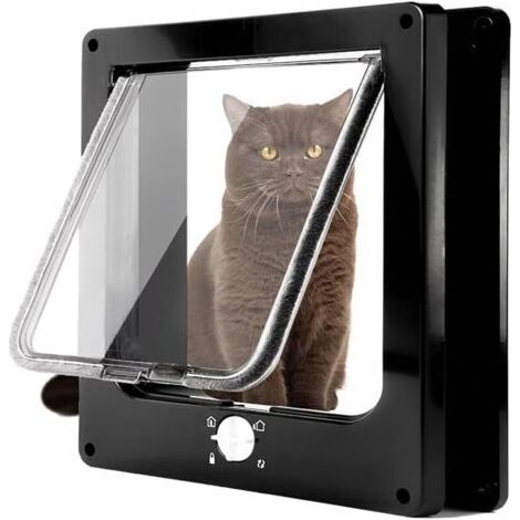 Cat Flap, 4-Way Magnetic Cat Flap for Cats and Small Dogs, Manual Sliding Pet Door (Black, XL) (1/5)