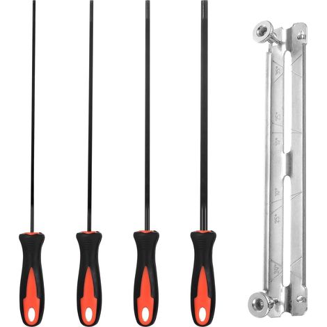 4 PcsLime Tronconneuse, Lime Chaine Limes Ronde pour de à Râpe en Métal, Aiguilles, Comprend 1 mandrin redressage(3,2mm 4,0mm 4,8mm 5,4mm) - (1/5)