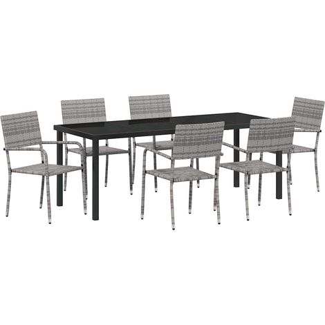 Maison Exclusive - Set da Pranzo per Giardino con cuscino 7 pcs Grigio polyrattan