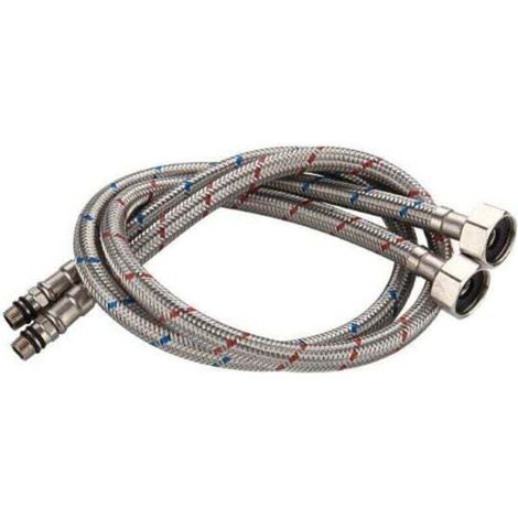 60 CM/23.6 Inch 2 Pieces Flexible Connection Hoses for Faucets G3/8 x M10, Braided Stainless Steel Extension Pipes for Kitchen and Bathroom