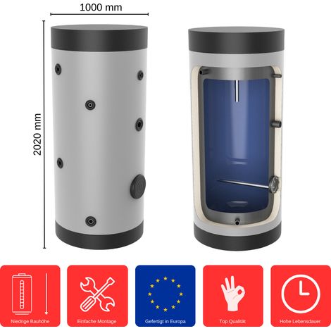 Brauchwasserspeicher 1000 L SP-0-1000 Standspeicher Warmwasserspeicher Boiler (1/5)
