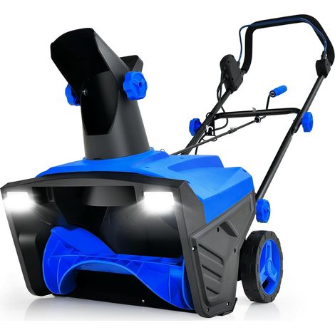 COSTWAY Quitanieves Eléctrico, 2300w, 3000RPM, Chorro Giratorio de 180°, Pala de Nieve con Ruedas y Cable, Distancia de Lanzamiento de 9 M, Máquina Quitanieves con Luces LED Duales