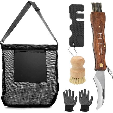 Pilzmesser Set mit Bürste, Tasche, Handschuhen und Kompass