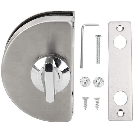 Serrure en Verre Montée, Acier Inoxydable 10-12 Mm Serrure de Commande Coulissante sans Perçage Serrure de Porte en Verre Simple sans Cadre pour Salle de Bain de Bureau. (1/4)