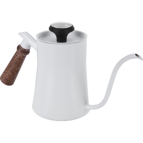 Cafetière à filtre manuelle 650 ml en acier inoxydable avec thermomètre intégré, blanche. (1/5)
