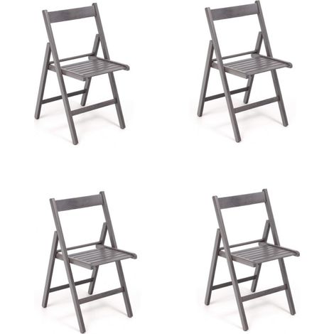Sedia pieghevole salvaspazio in legno lusso colorata GRIGIO SET DA 4 (1/2)
