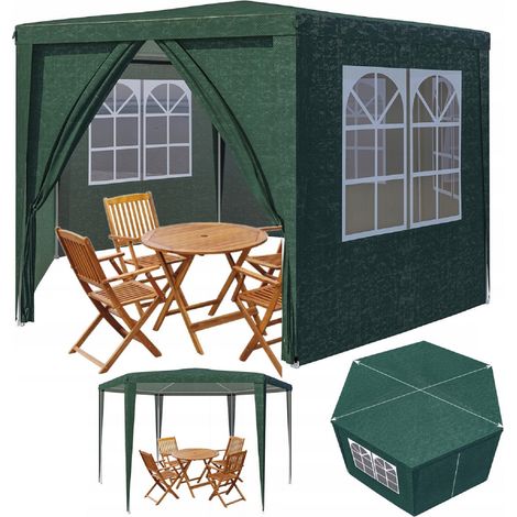 TG77597-1 Großer, gewerblicher Gartenpavillon für Terrasse und Garten (4x4 m, 6 Wände)