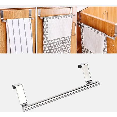 Porte-serviettes sur la porte d'un placard de cuisine, barre de suspension