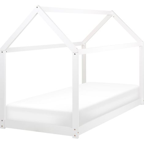 Cama con somier de madera de pino blanca 90 x 200 cm somier láminas infantil Tosse