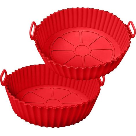 Accessoires pour friteuse à air chaud, lot de 2, réutilisables et faciles à nettoyer, en silicone, 19 cm, rouge