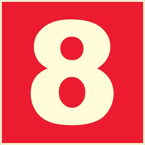 N°8 photoluminescents - 200x200mm - Rigide Rouge - 4036922