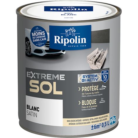 Ripolin – Peinture pour sol intérieur satin 0,5L blanc – Protection 10 ans – Résistance aux taches et rayures – Pour béton et bois