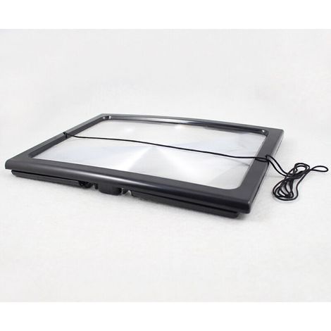 A4 Pleine Page Loupe de Lecture Loupe avec 4 LED Lampe Lentille de Grossissement 3X