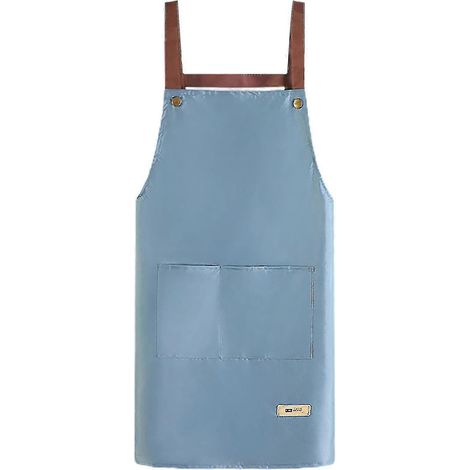 Tablier de cuisine respirant et imperméable en PVC, à bretelles réglables, pour adulte, idéal pour le nettoyage et la cuisine.-Blue
