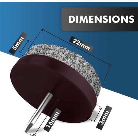 APEX 24x Patins en Feutre pour Meubles-Ø 22mm Patins pour Chaises,Pied de Chaise-4mm d'épaisseur Tampon pour Chaise,Patin Chaise a Clouer (1/5)