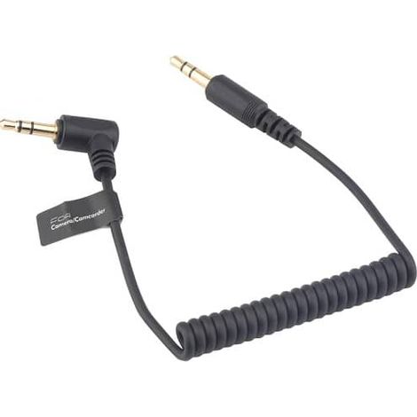 Cable de Microfono TRS a TRS de 3.5mm espiral acodado-recto 0.20 M Negro
