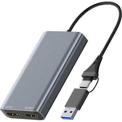 Carte d'acquisition vidéo HDTV USB Type-C compatible HDMI, boîtier d'acquisition vidéo 4K 60 Hz avec sortie en boucle pour PC, ordinateur, webcam et jeux en direct (1/5)
