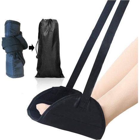 Reposepieds pour avion (noir foncé) Accessoire de voyage pour avion fabriqué en mousse de haute qualité Aide à prévenir les gonflements et les douleurs Offre un confort pour les jambes plus court (1/3)