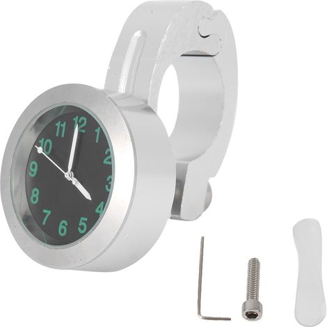 Montre de guidon de moto universelle en métal argenté, support de guidon, accessoire horloge de poignée (1/5)