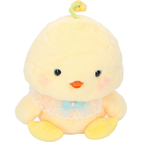 Poulet en peluche de 30 cm de haut, mignon, doux et réaliste, jouet multifonctionnel pour la décoration de la chambre et du bureau, nœud bleu. (1/5)
