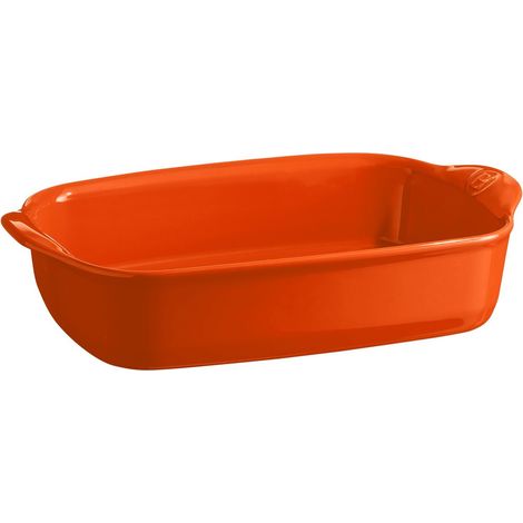 Plat à four rectangulaire 30 cm le bon plat en céramique émaillée orange Toscane Emile Henry (1/2)