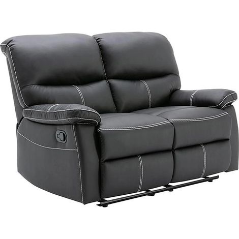 Vente-Unique – Canapé 2 places relax simili noir – Mécanisme manuel 5 positions – Confort équilibré – Dimensions 133x90x95 cm – Charge max 240 kg (1/5)
