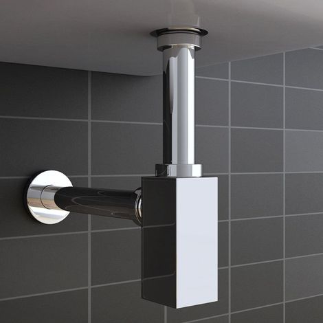 Mai & Mai Siphon pour Lavabo de Salle de Bains ou Vasque Anti Odeur Siphon Angulaire en Laiton Chromé S6 (1/5)