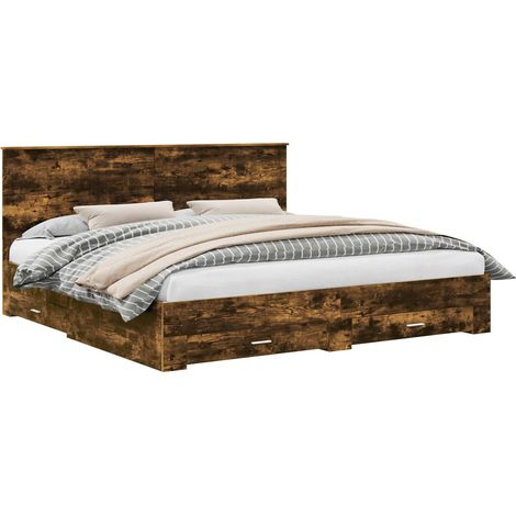 Maison Exclusive - Estructura de cama con cajón Roble ahumado 200 (1/5)