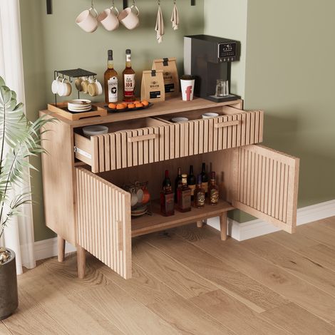 Buffet salle a manger, Buffet, Buffet cuisine, Meuble cuisine, Meuble rangement,  Buffet en MDF Imitation Unique et Polyvalent, avec Rangement Efficace, Naturel (1/5)