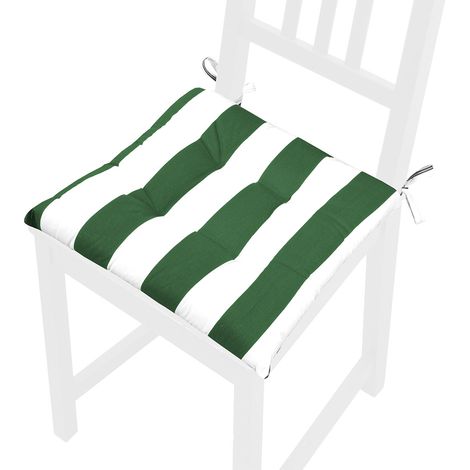 Cuscino Sedia Cotone A Righe Morbido Imbottito Universale Coprisedia Casa Lavabile - Verde