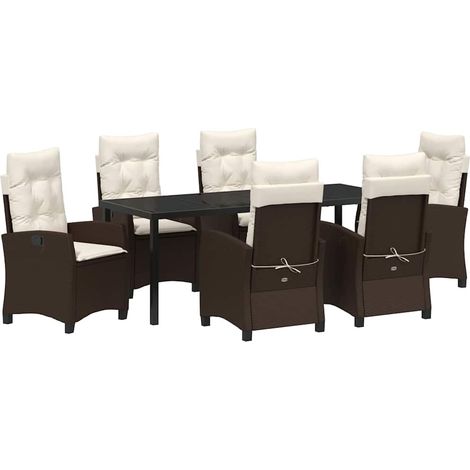Maison Exclusive - Set da Pranzo per Giardino con cuscino 7 pcs Marrone polyrattan