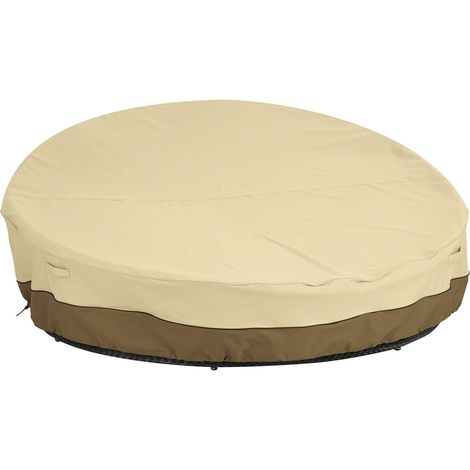 Housse de canapé-lit ronde imperméable beige (19089cm), tissu Oxford 210D, durable et résistant, anti-ultraviolet, pluie et vent, adaptée aux meubles de jardin