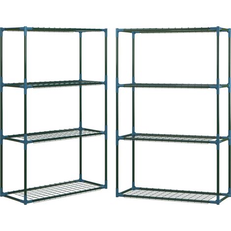 Set de 2 estanterías para plantas de 4 niveles en acero verde 70 x 27 x 110 cm (1/5)