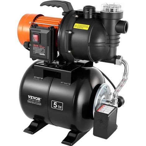 Surpresseur d'Eau Pompe Jet 735W Débit 3785 L/h Réservoir 19L Hauteur 39m Raccord G1 FSGP1200C (1/5)
