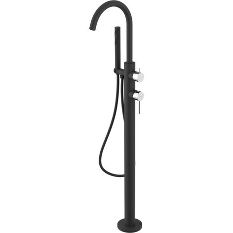 Mitigeur de baignoire sur pied ULTRAMIX (raccordement au sol), noir mat/chrome