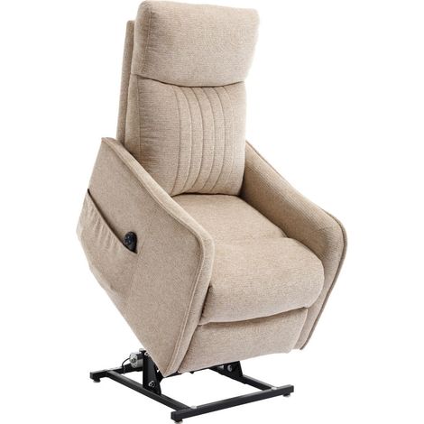 Fauteuil relax releveur tissu polyester beige orangé chiné - BETTA