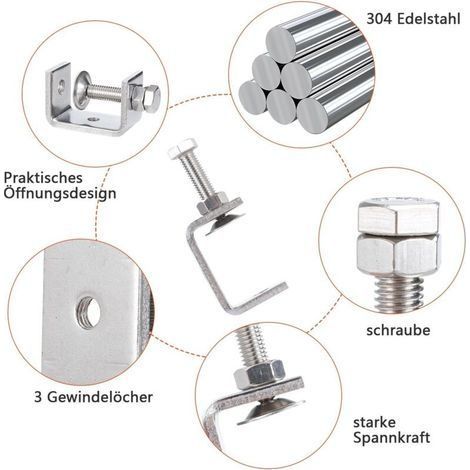 4-teiliges Mini-Klemmenset, 30-mm-Stützklemme aus Edelstahl 304, Klemme mit Verstellbereich 0–25 mm, Schweißklemme aus Edelstahl, geeignet zum Schweißen (1/3)